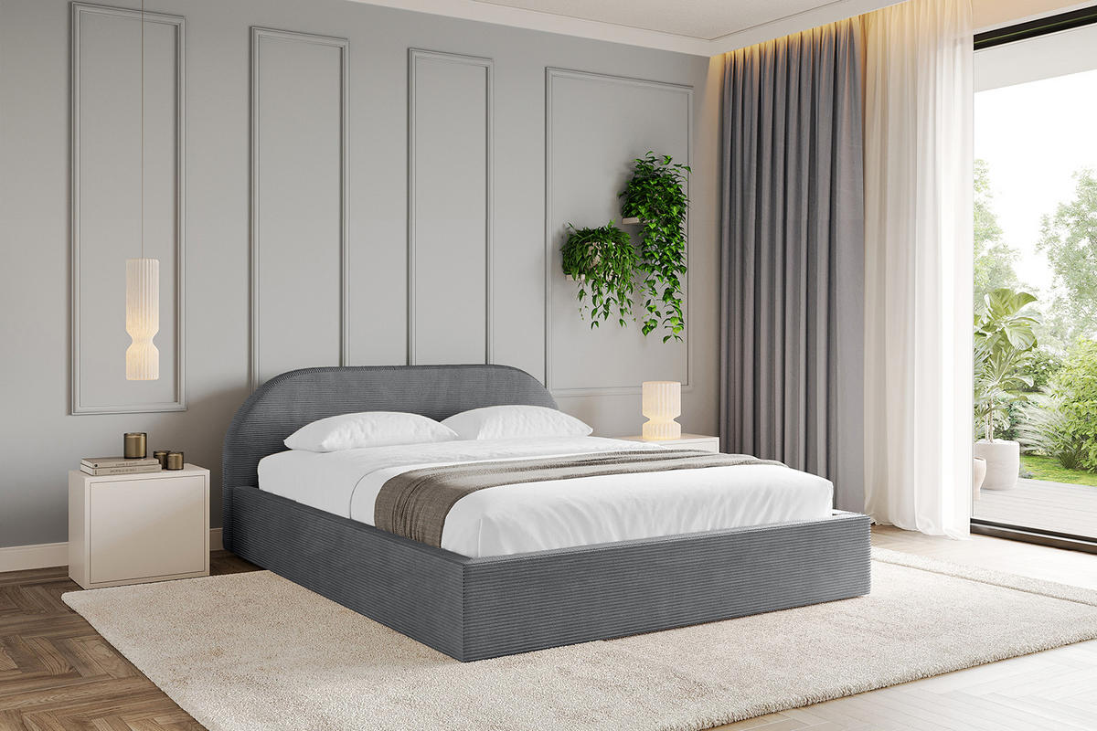POLSTERBETT mit Bettkasten und Lattenrost, Bett mit Matratze H3/H4 - TIVON-V1 180x200 Dunkelgrau - Anthrazit, Holzwerkstoff/Textil (180/200cm) - ALTDECOR