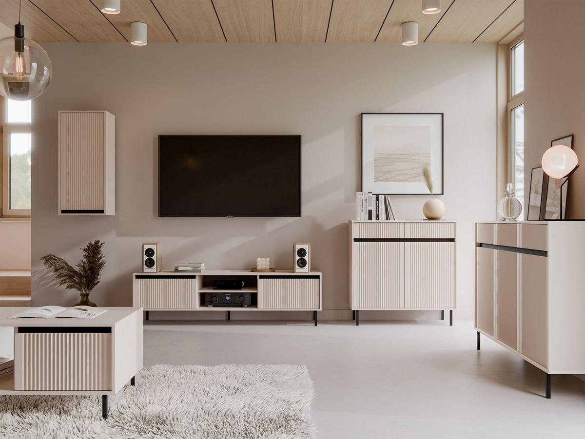 SIDEBOARD Osaka Sandbeige 100 cm - Beige/Schwarz, Holzwerkstoff/Metall (100.2/100/40cm) - Selsey