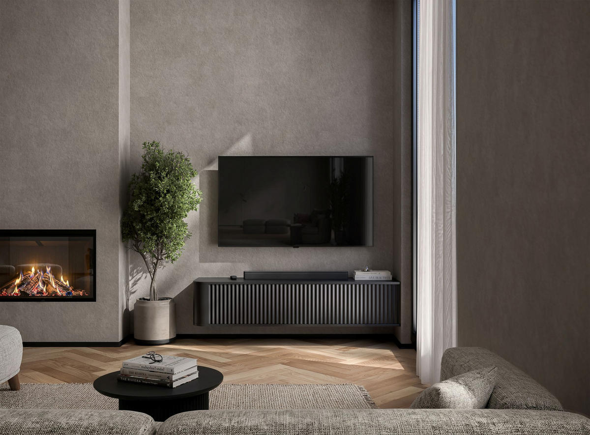 TV komoda Aurora matná čierna 140 cm - čierna, kompozitné drevo (140/30/35cm) - Meble Lindner