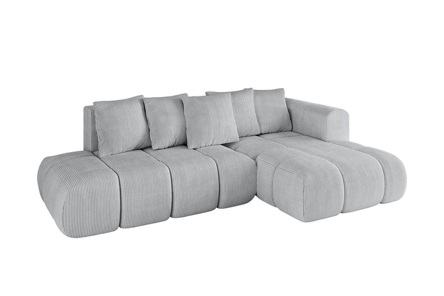 ECKSOFA Ottomane Rechts CLOUD-L-v1 280x185x90 Grau Cord - Grau, Holzwerkstoff/Kunststoff (185/280cm) - ALTDECOR