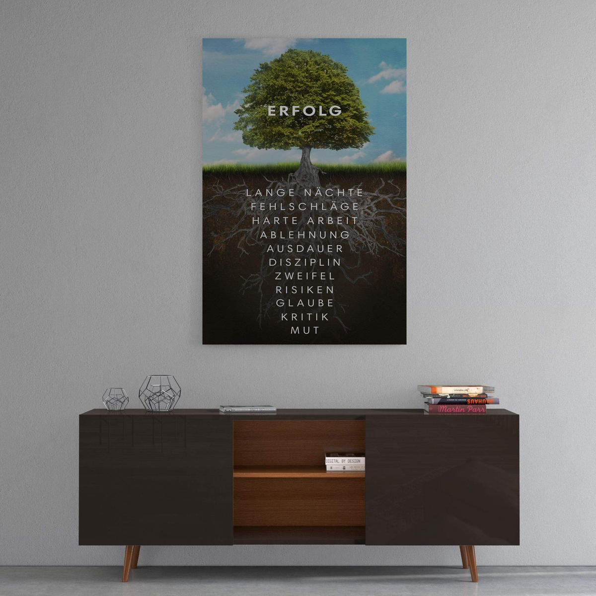 WANDBILD XXL "Baum des Erfolges" - 80 x 120cm - Weiß, Textil (80/120cm) - Hustling Sharks