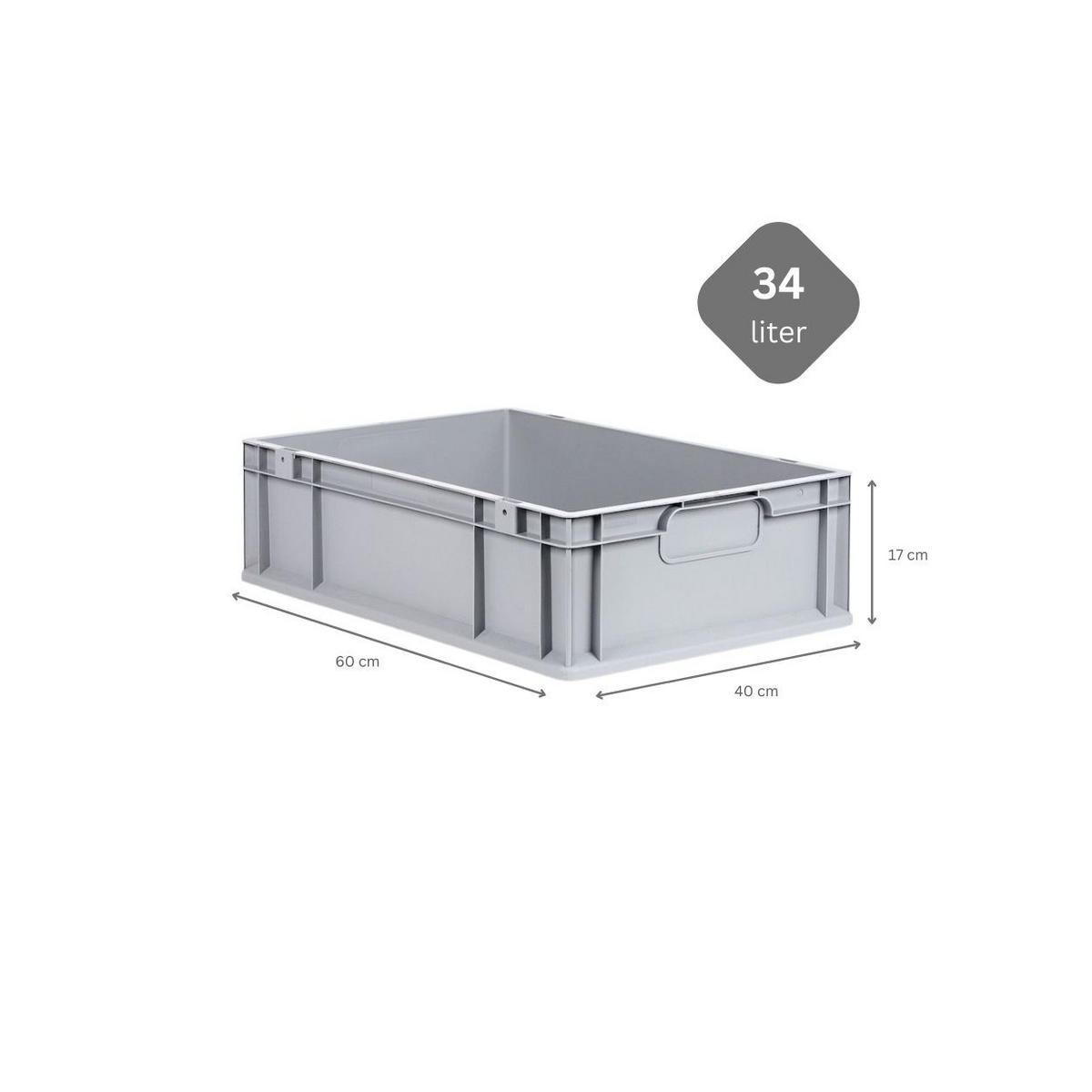 EUROBOX 5x Nextgen Economy Mit Scharnierdeckel Grau/Schwarz Griffe Geschlossen - Schwarz, Kunststoff (40/17/60cm) - PROREGAL