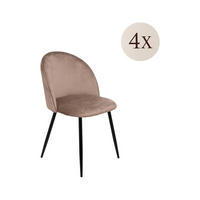 STUHL 4er Set in Metall Grau 53.5x50.5h81.5 - Schwarz, Metall (50.5/81.5/53.5cm) - DMORA