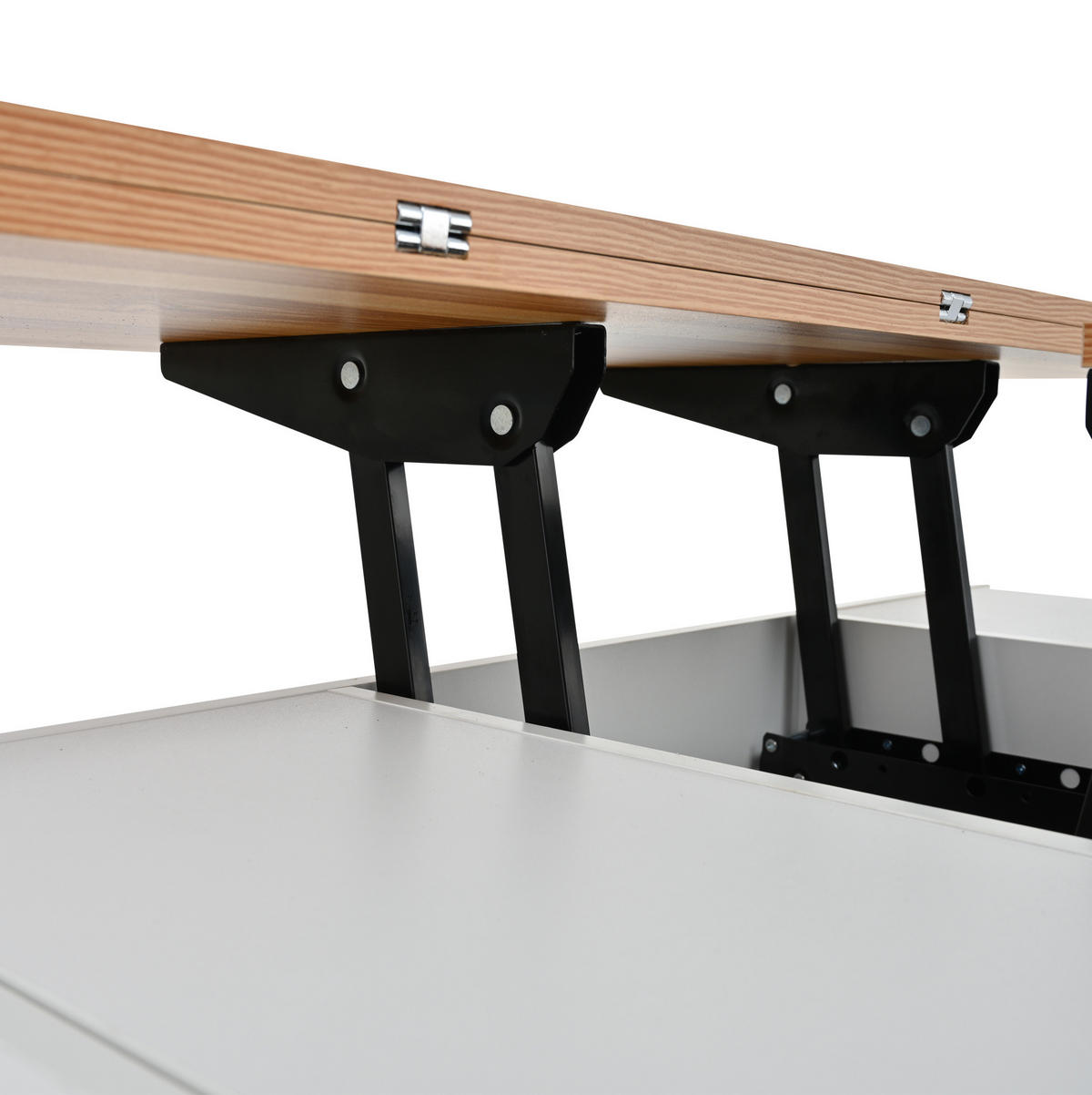 KLUBSKA miza iz iverne plošče, 100/50/52-66 cm bela/hrast, dvižna s kolesi in predali - bela, leseni material (100/50/52cm) - BEAOK
