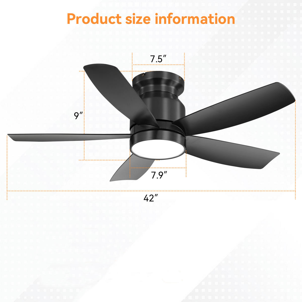 DECKENLEUCHTE mit Ventilator 106cm, mit 18W LED, Fernbedienung, 5 ABS-Flügeln - Schwarz, Kunststoff (106.68/106.68/36.3cm) - Kaket