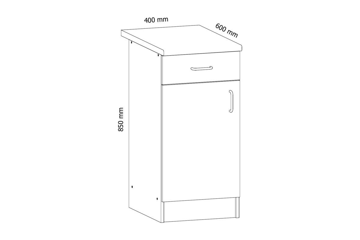 UNTERSCHRANK D40S1 – Sycylia Weiß – Weiß / Creme / Rechts - Creme/Weiß, Holzwerkstoff (40/82/47cm) - ROYAL24_MARKT