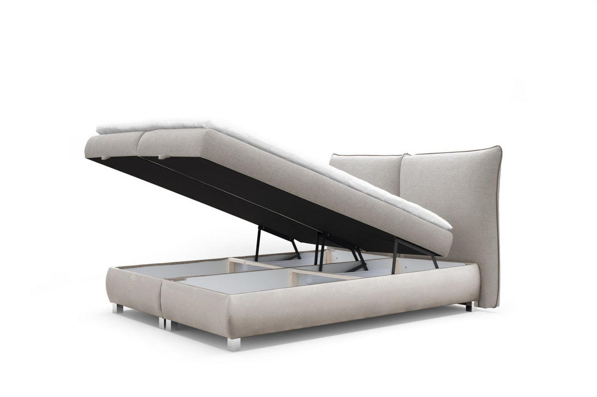 BOXBETT Valentin In Neve - Beige, Holzwerkstoff/Textil (160/200cm) - Fun Möbel