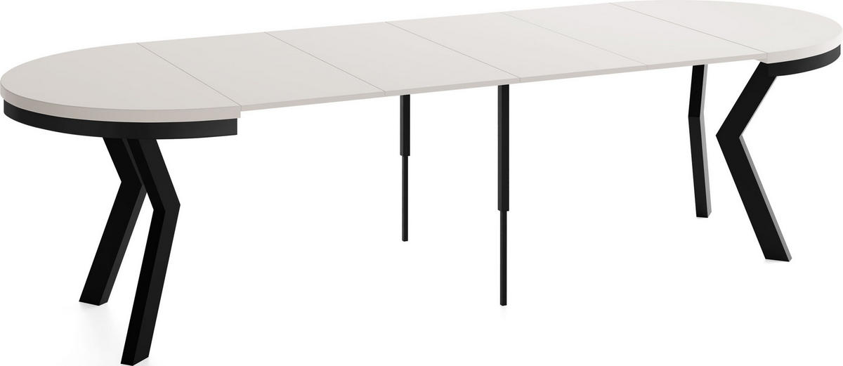 ESSTISCH Savio Neo rund ausziehbar verlängerbar XXL, Kaschmir 100-300/100/77 cm - Kaschmir/Schwarz, Holz/Holzwerkstoff (100/100/77cm) - WFL GROUP