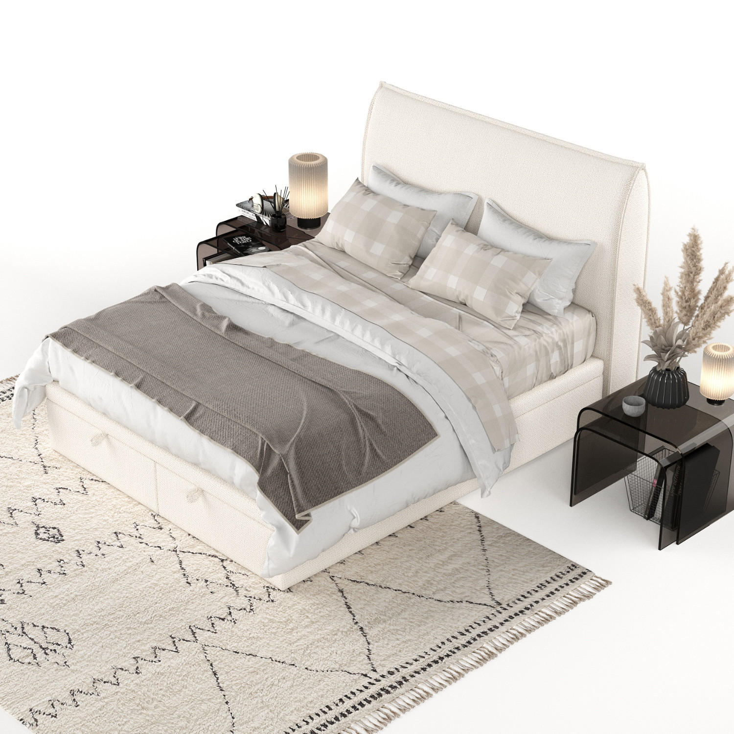 POLSTERBETT Tuvalu mit Stauraum 120/200 cm Creme im Alta Stoff - Creme/Schwarz, Holz/Holzwerkstoff (120/200cm) - AltaBeds