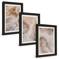 BILDER SET 3er Set - 20x30 cm Schwarzer Rahmen - abstrakte Marmortexturen - Schwarz, Kunststoff (20/30cm) - TULUP