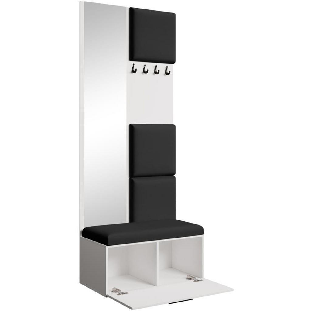 Thumbnail - Beautysofa Garderobe, Weiß, Schwarz, Kunststoff, 81x203x43 cm, Garderobe, Garderoben-Sets & Serien, Garderoben-Sets