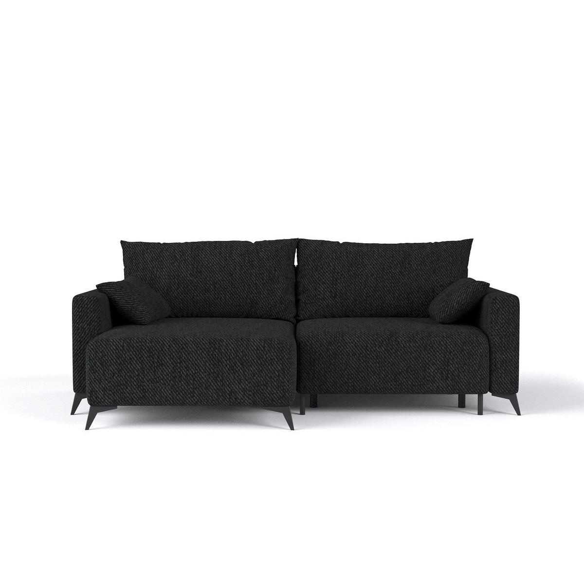 ECKSOFA NUVIO mit Schlaffunktion Schwarz im Neve Stoff - Schwarz, Holz/Holzwerkstoff (239/148cm) - AltaBeds