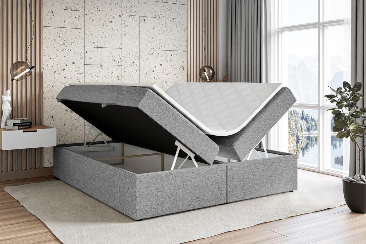 BOXBETT mit H3-Matratze und Lattenrost - MARCE BW - 160x200 Grau - Grau, Holzwerkstoff (160/200cm) - ALTDECOR