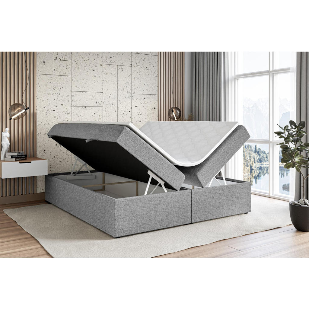 Thumbnail - Altdecor Boxbett, Grau, Holzwerkstoff, Höhe ca. 20 cm, 180x200 cm, Schlafzimmer, Betten, Boxspringbetten