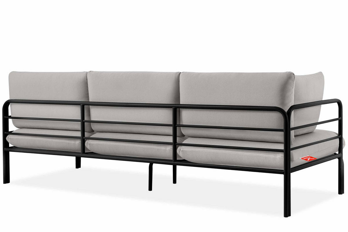 GARTENSOFA RAMBE 3-Personen mit Kissen, Anthrazit/Hellgrau - Dunkelgrau/Hellgrau, Textil/Metall (225/80/80cm) - KONSIMO®