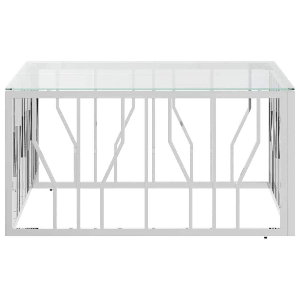 COUCHTISCH 80x80x40 cm Edelstahl und Glas - Silberfarben, Metall (80/80/40cm) - furnicato