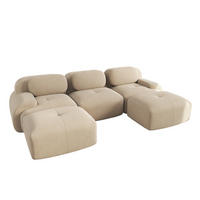 WOHNLANDSCHAFT Cord Beige rutschfest und montagefrei - Beige, Textil (298/75/178cm) - WISHDOR