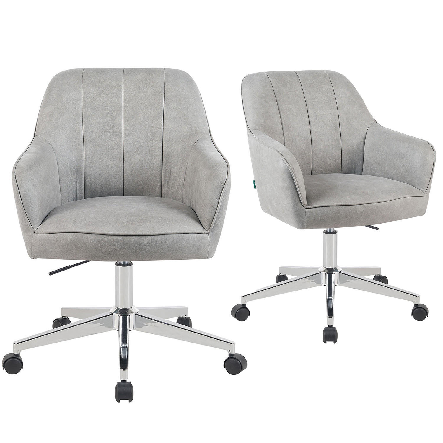 BÜROSTUHL Mika-Lian - Chromfarben/Hellgrau, Textil/Metall (60/84/65cm) - DUBI Möbel