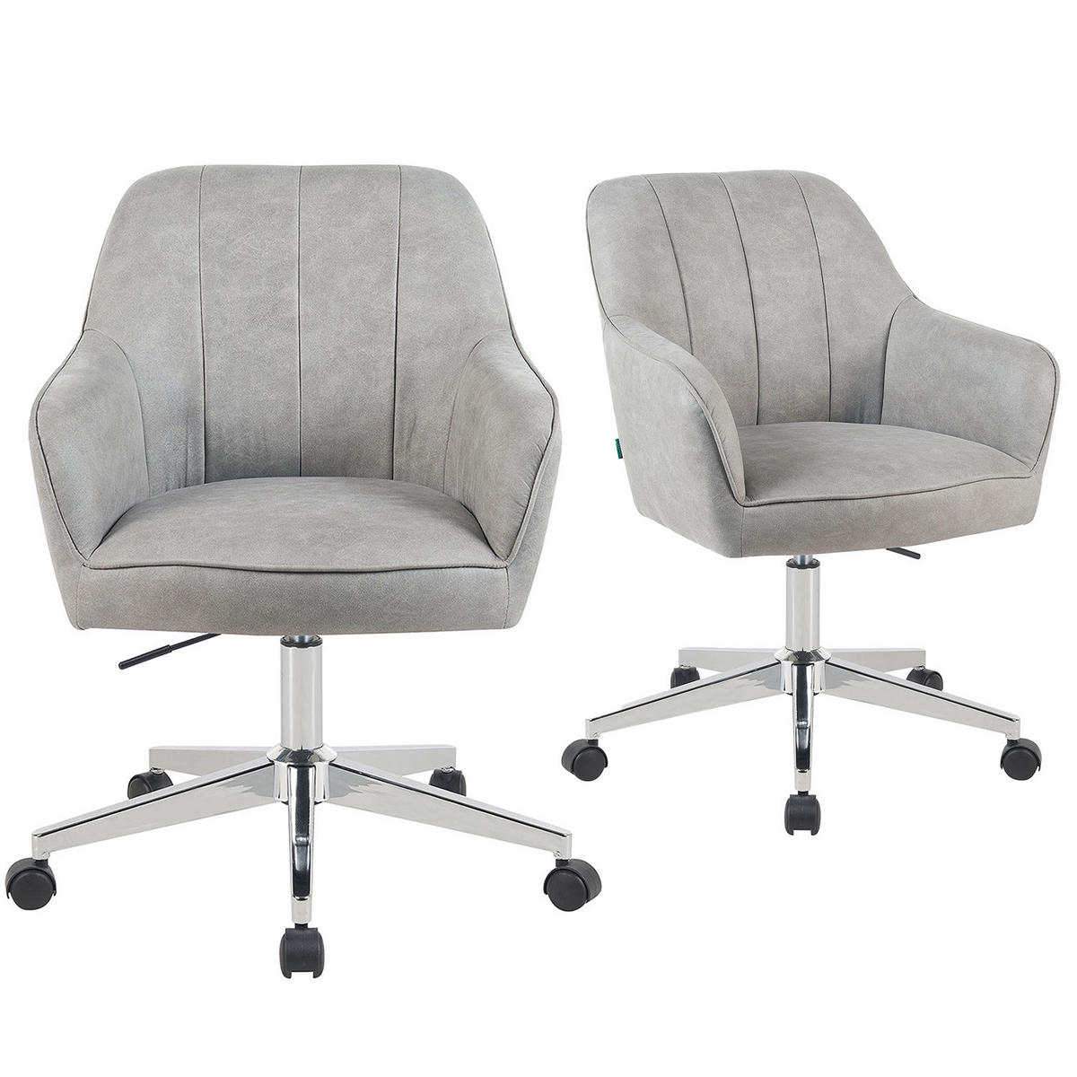 BÜROSTUHL Mika-Lian - Chromfarben/Hellgrau, Textil/Metall (60/84/65cm) - DUBI Möbel