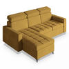 ECKSOFA KAME Gelb Plüsch-Stoff mit Schlaffunktion - Gelb, Holz (227/168cm) - MASSENO