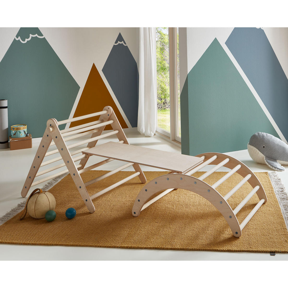 KLETTERSET Montessori 3-tlg. - Naturfarben, Holz (170/80cm) - arthur berndt