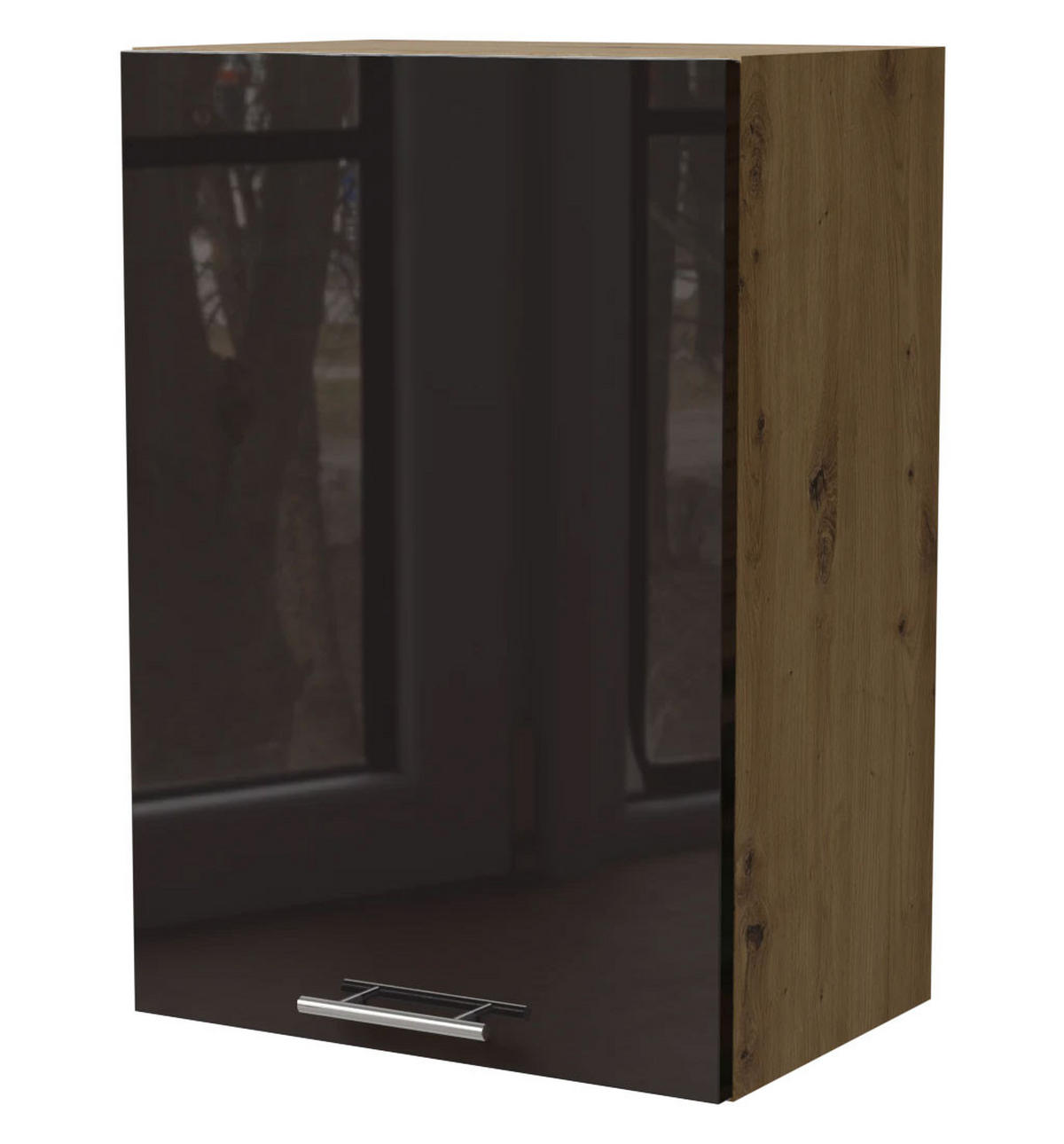 KÜCHENHÄNGESCHRANK Essen W2/50 Schwarz Hochglanz / Eiche Artisan Matt 50 / 32,5 / 72cm - Schwarz Hochglanz/Schwarz, Holz/Holzwerkstoff (50/72/32.5cm) - Feldmann-Wohnen