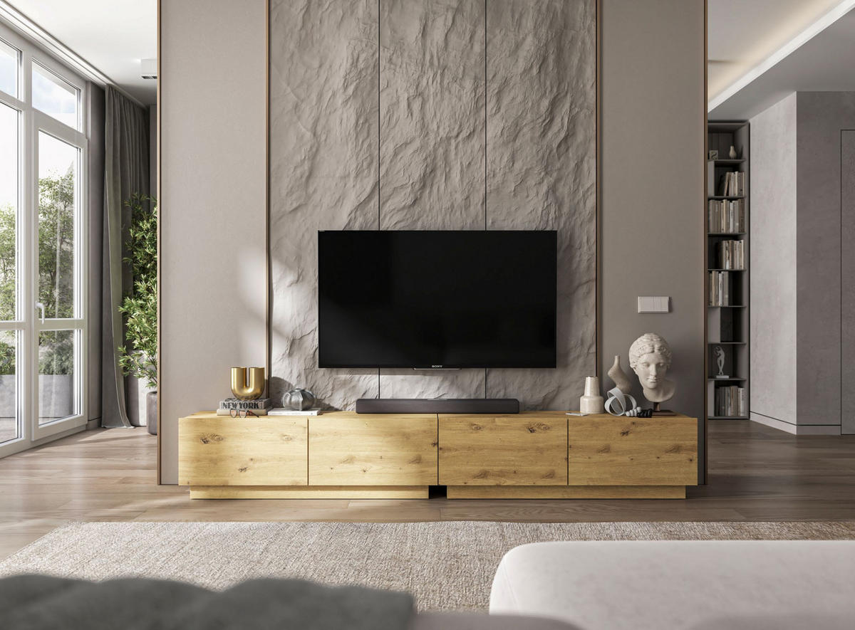 TV-LOWBOARD 2-er Set Enjoy Eiche Artisan Matt Loft 120 cm - Eiche Artisan, Holzwerkstoff (240/37/35cm) - Meble Lindner