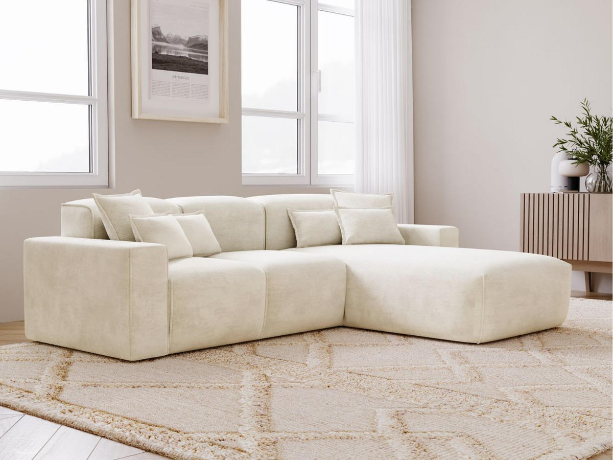 ECKSOFA Leni Beige Rechts - Beige, Holz/Textil (265/180cm) - Graingold