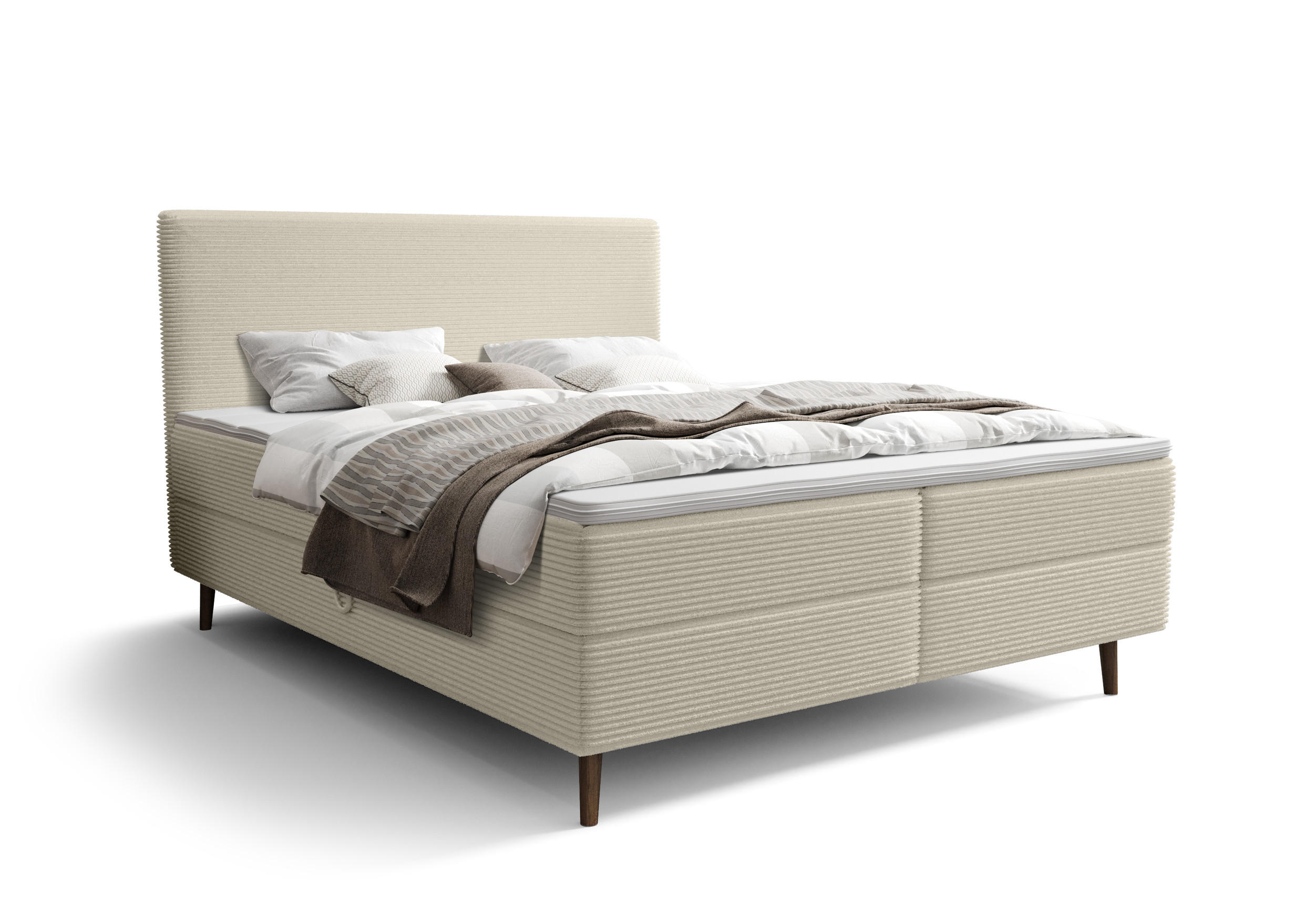BOXBETT NARA mit Matratze H3, Bonell und Topper 160x200 POSO 105 - Ecru, Textil (160/200cm) - Bedante