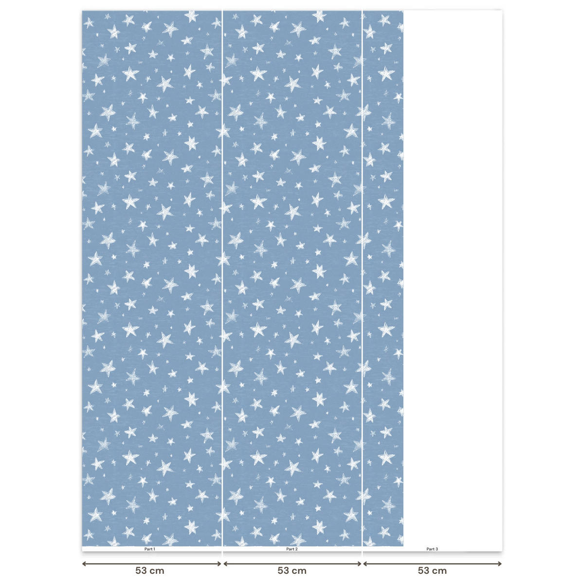 KINDERTAPETE - Sterne - Muster - Blau - 120x200 cm - Hellblau, Papier (120/200cm) - OnlyWow