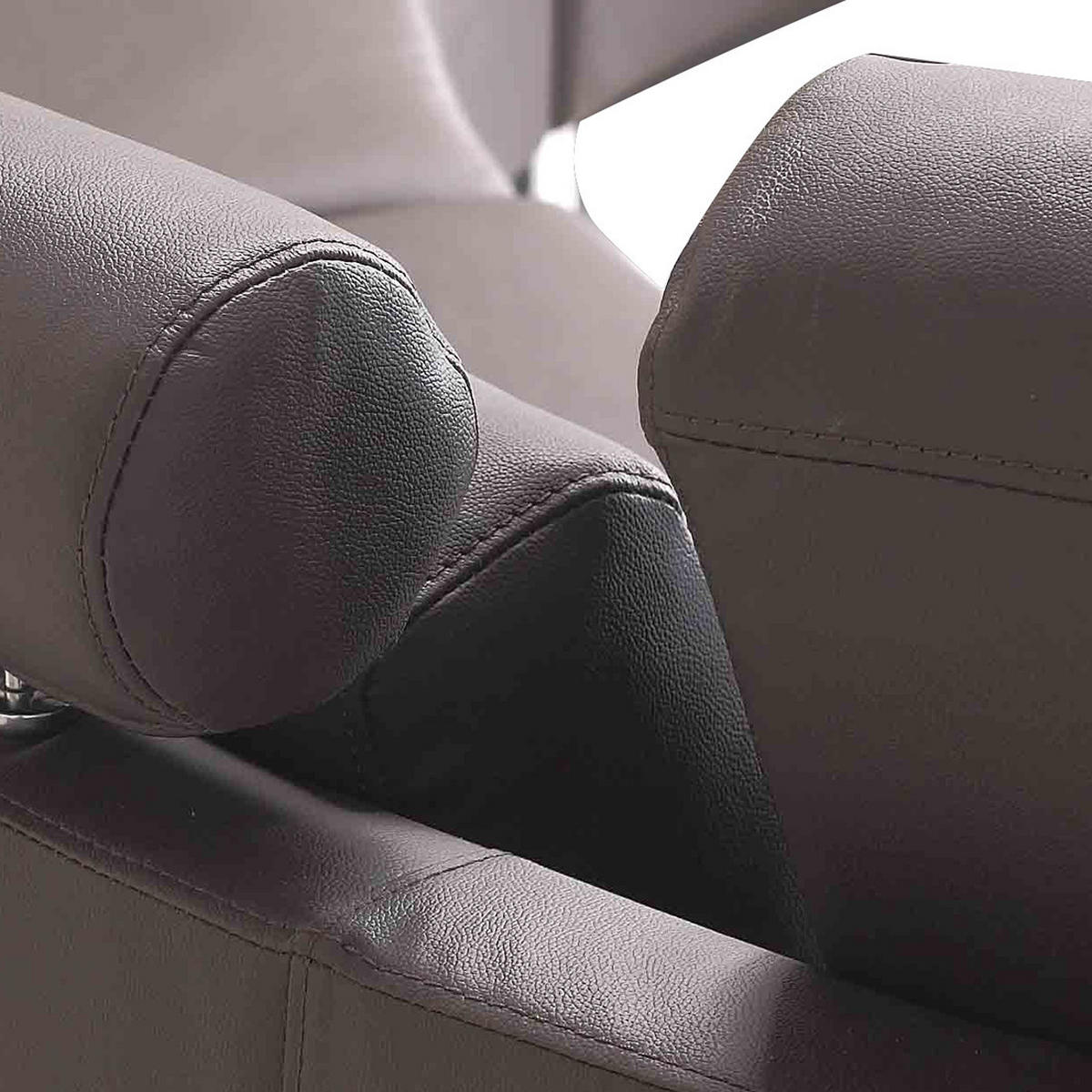 7-SITZER-SOFA mit Ottomane Echtleder, Kunstleder Braun Rotunde - Braun, Leder/Textil (448/76/236cm) - Beliani