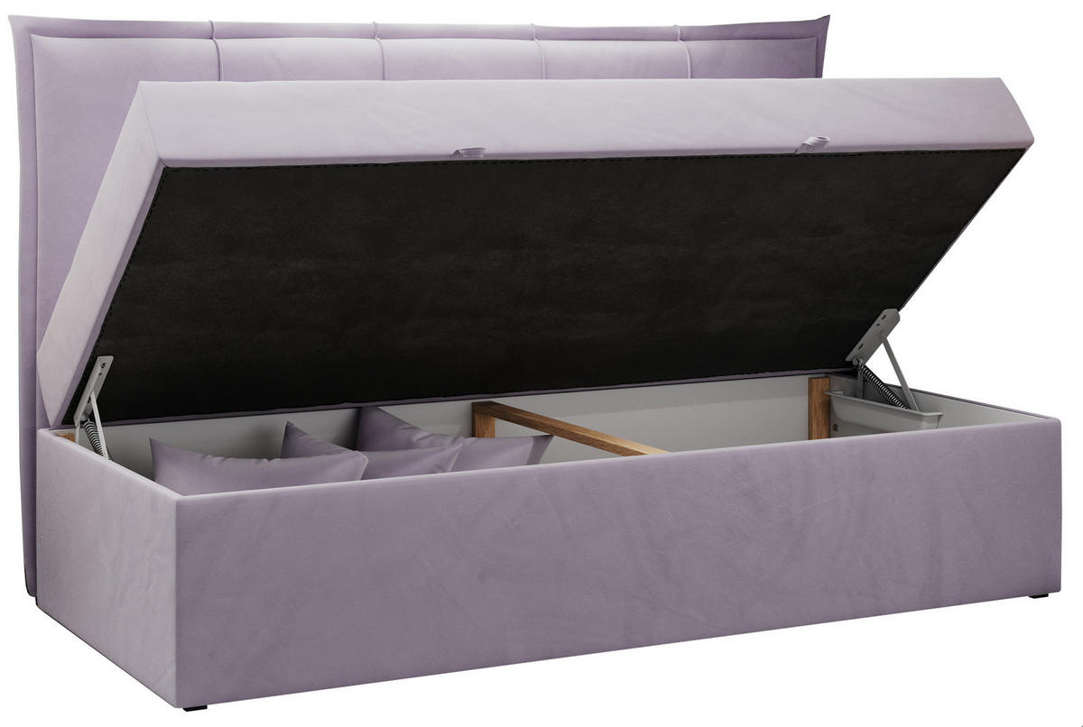 BOXBETT BANCO 90/200 Violett Velvet - H3 - Violett, Holz/Textil (90/200cm) - MKS