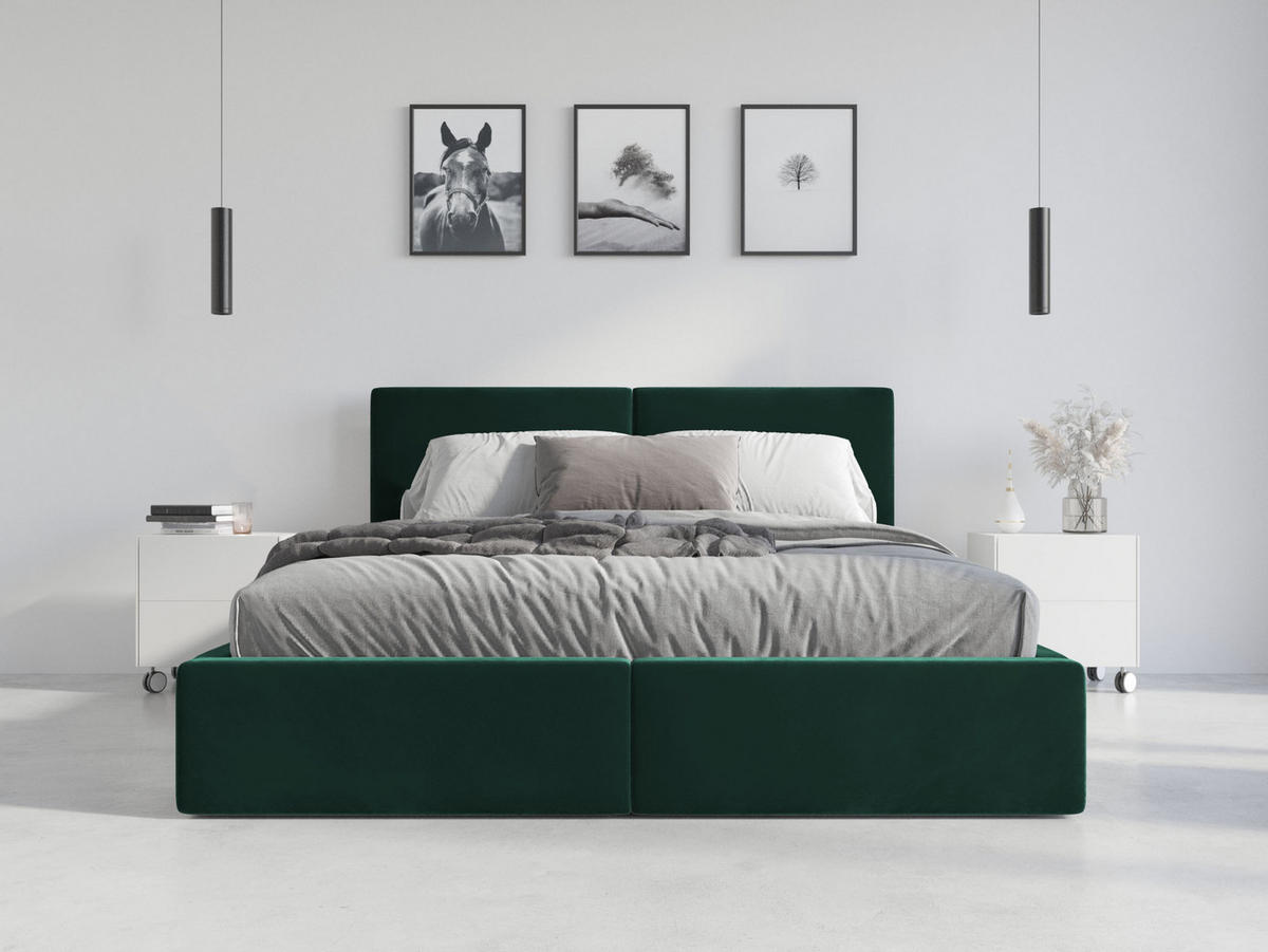 POLSTERBETT Hilton mit Stauraum - Grün, Textil (120/200cm) - Interbeds