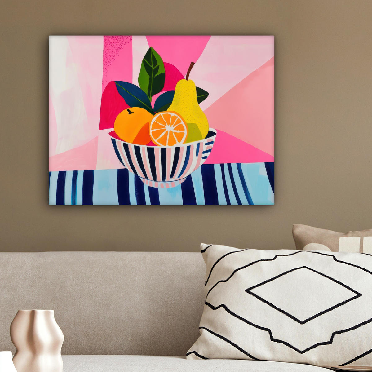 LEINWANDBILD Obst - Abstrakter Hintergrund - Rosa Wandbild 40x30 cm - Pink, Textil (40/30cm) - MuchoWow