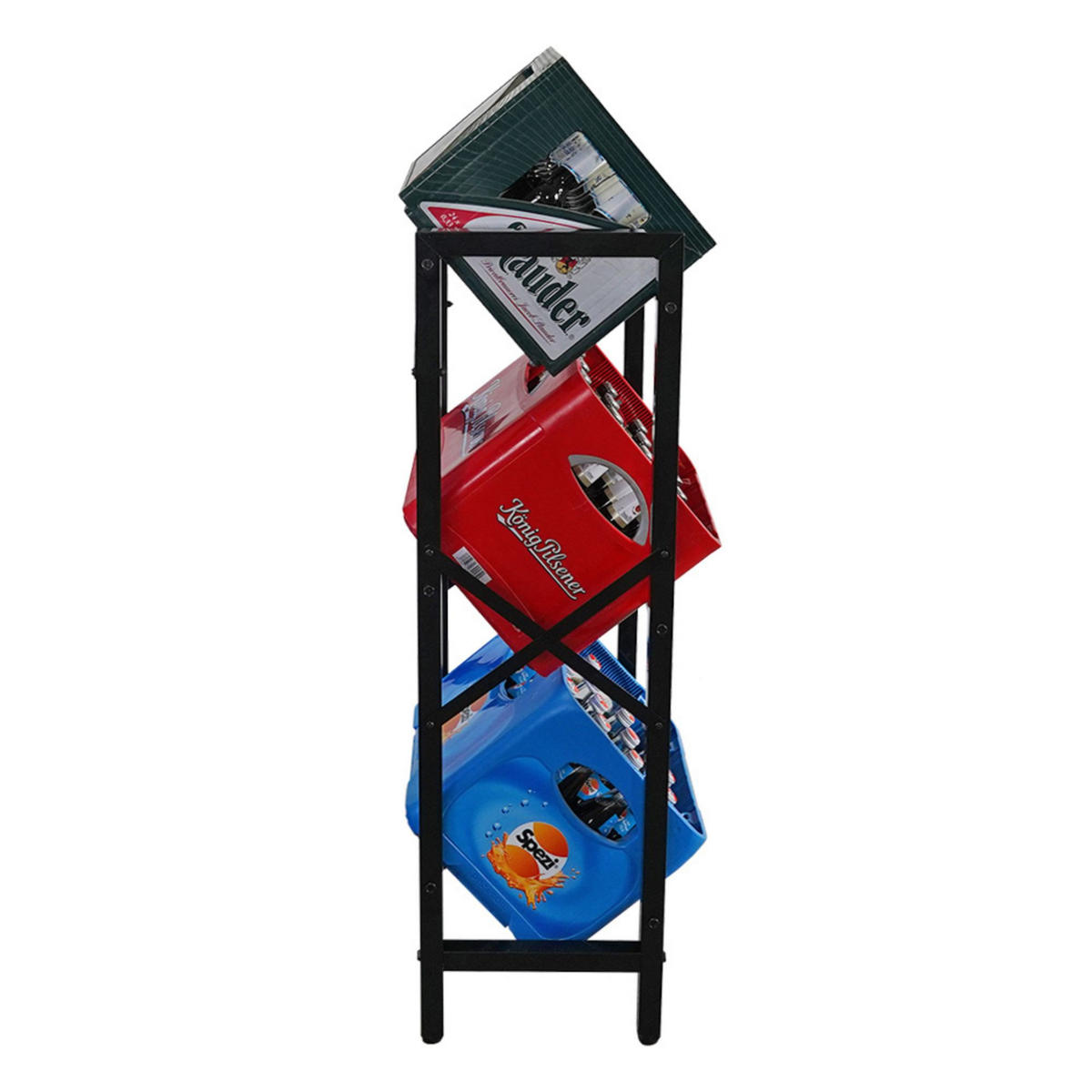 GETRÄNKEKISTENREGAL Königssee M 108x49x32 3 Kisten auf 3 Ebenen Schwarz - Schwarz, Metall (49/108/32cm) - PROREGAL