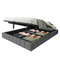 POLSTERBETT 140/200 cm grau aus Stoff mit LED und Stauraum - Grau, Textil (140/200cm) - OKMYHOME