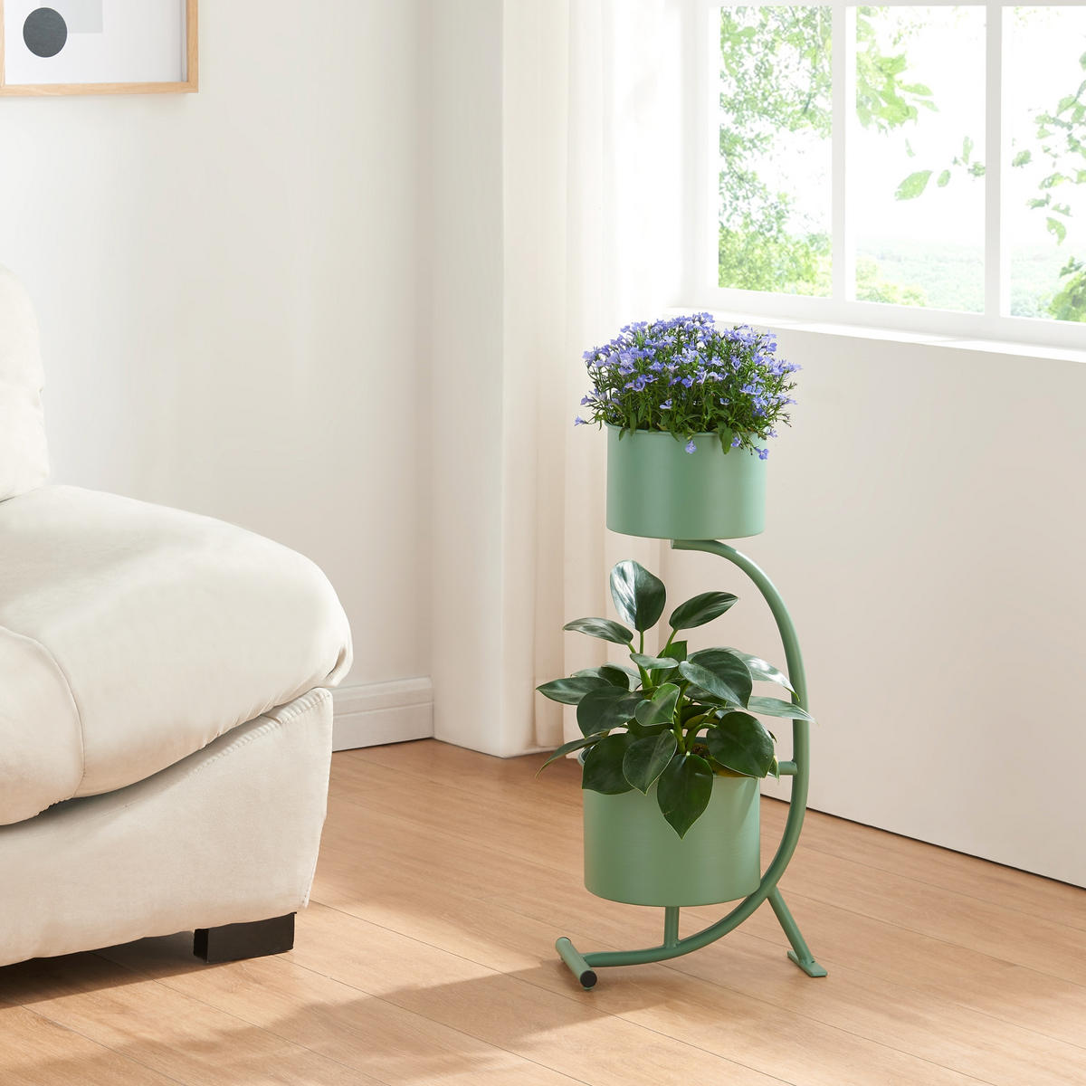 PFLANZENSTÄNDER Almelo - Grün, Metall (63cm) - [en.casa]