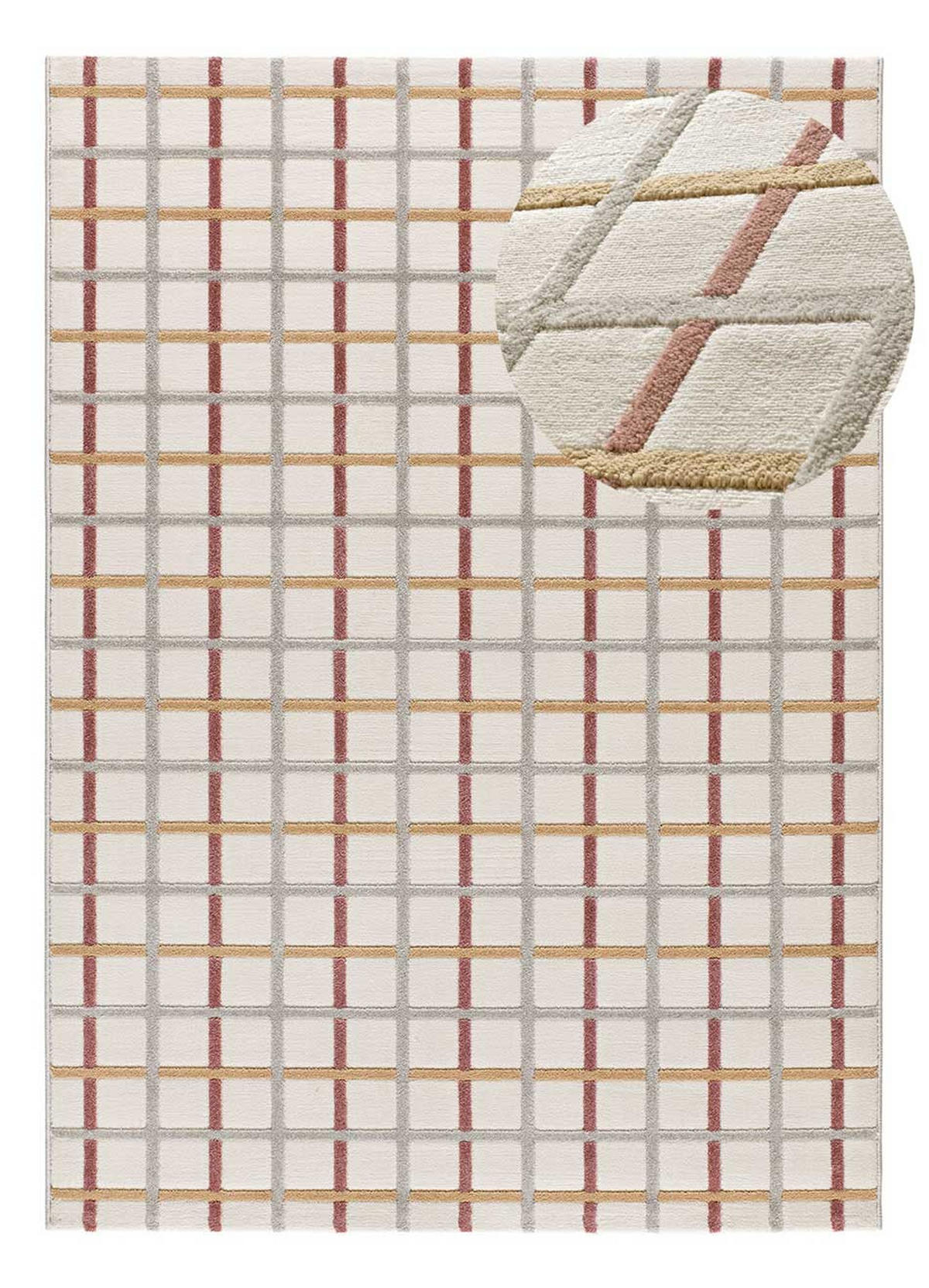 WEBTEPPICH mit geometrischem Muster Rosa Karisma 133/190 cm - Weiß/Grau, Naturmaterialien/Textil (133/190cm) - Atticgo