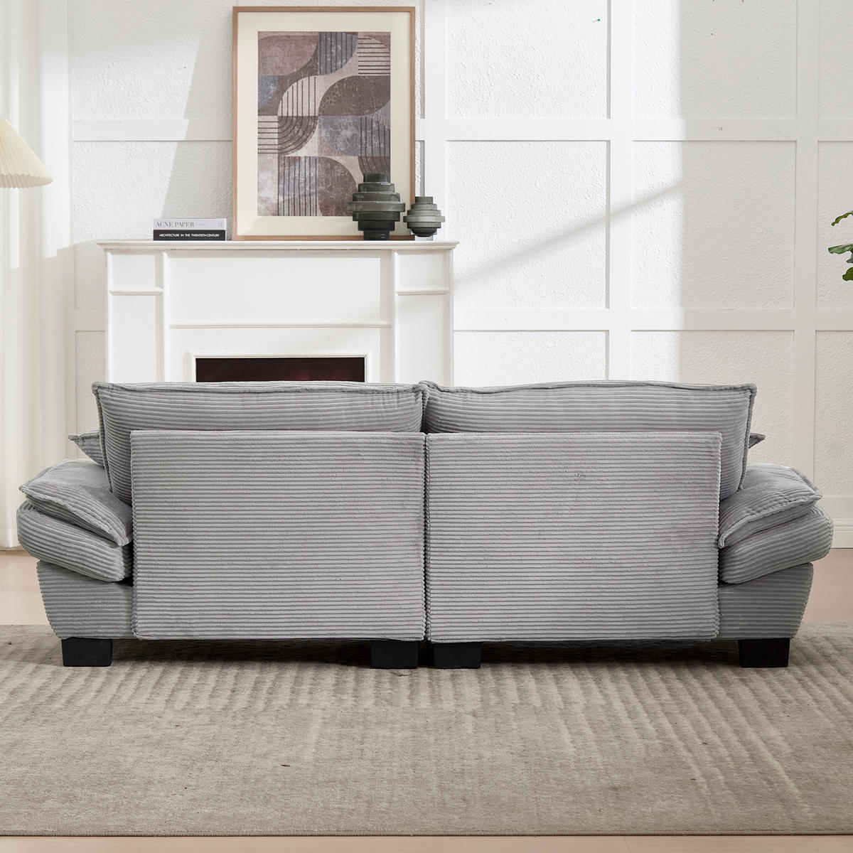 2-SITZER Sofa Samt mit extra tiefem Sitz und Kissen 224/81/81 cm Hellgrau - Hellgrau, Textil (81/224/81cm) - Redom
