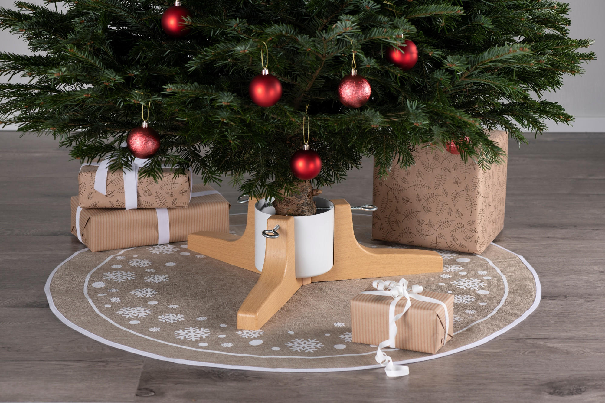 CHRISTBAUMSTÄNDER Holzoptik 62 cm 2,2 l - Weiß, Metall (62/16cm)