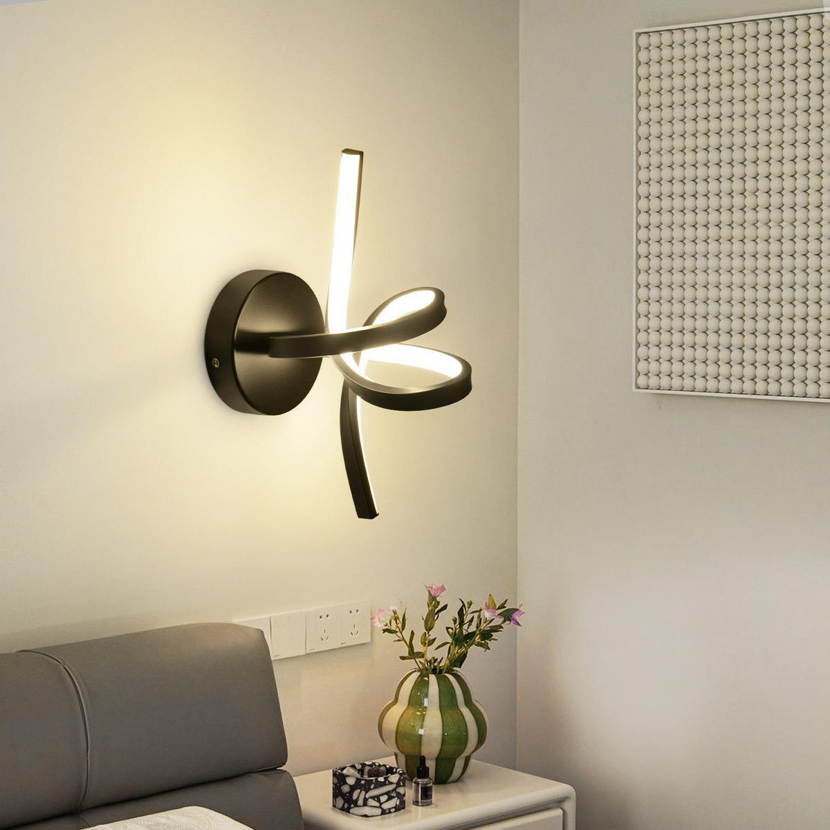 LED nástěnné světlo Yawn 31/17/19,5 cm - černá, kov (17/19.5/31cm) - Nettlife