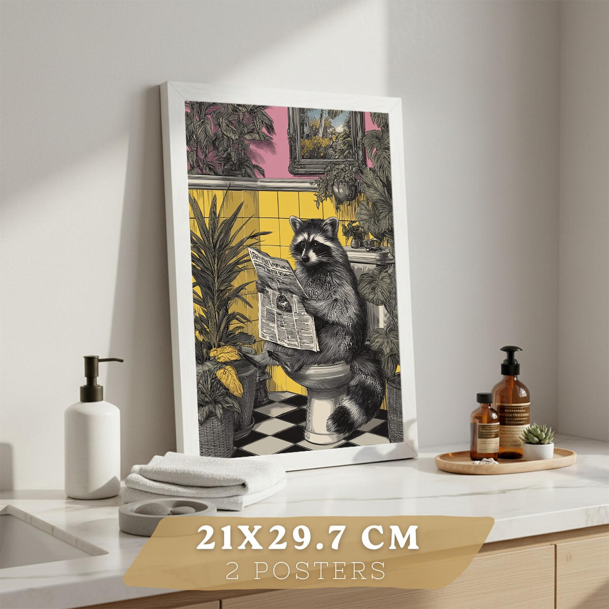 PLAKÁT Sada 2 dekorativních koupelnových tisků Bezrámové A4 - čirá, papír (29.7/21/3cm) - Nacnic