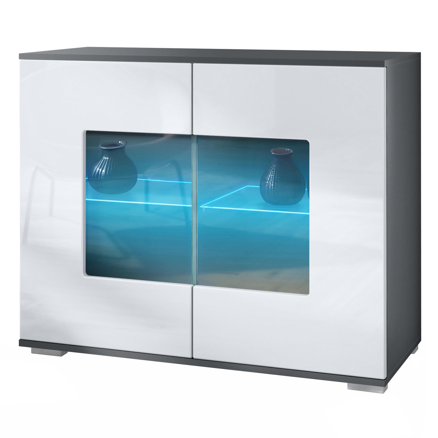Vladon Kommode Weiß Hochglanz 92.5x75.5x35 cm