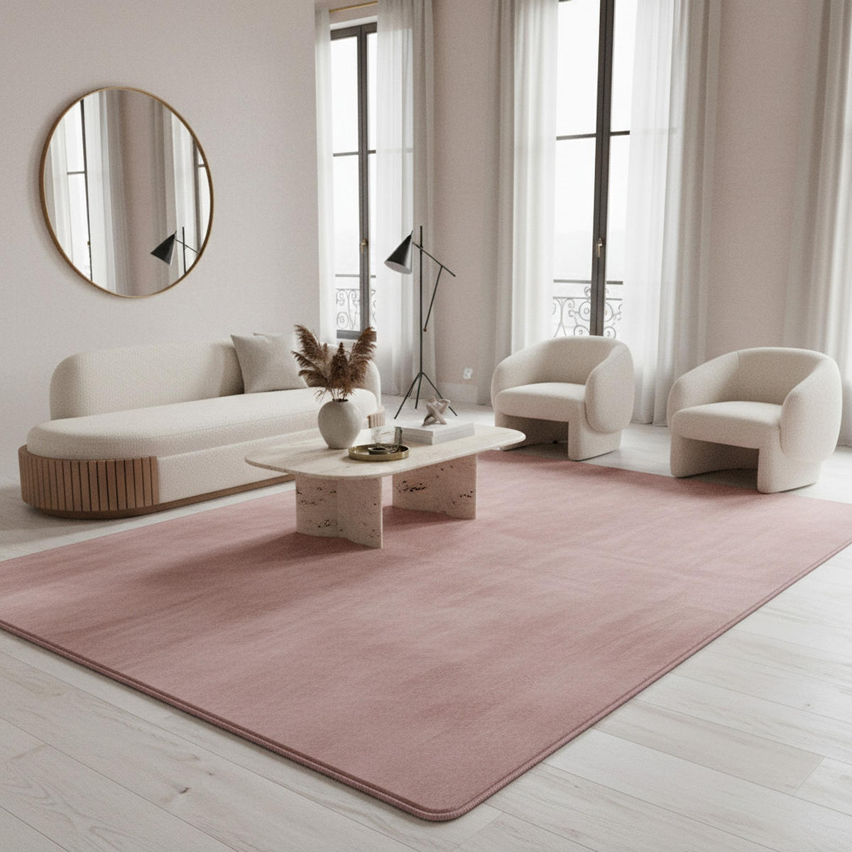 KURZFLORTEPPICH Waschbar ISAR, einfarbig, aus Polyester, Rosa, 240 x 340 cm - Rosa, Textil (240/340cm) - KADIMA DESIGN