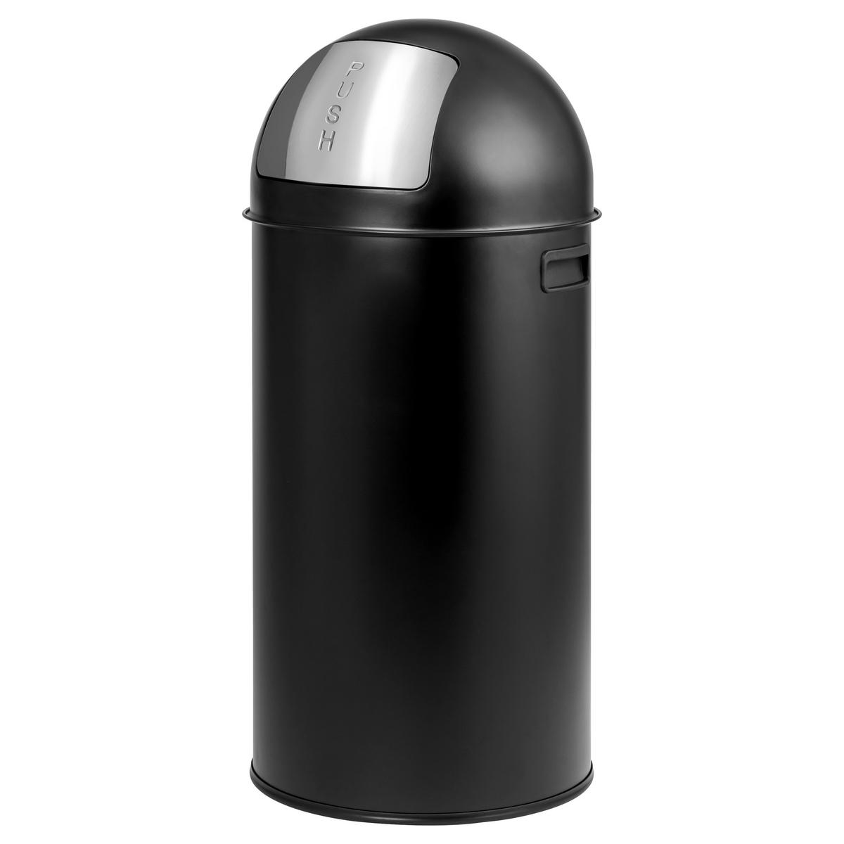 ABFALLEIMER Push-Deckel 35 L, schwarz - Schwarz, Metall (30.5/66.5/30.5cm) - eluno