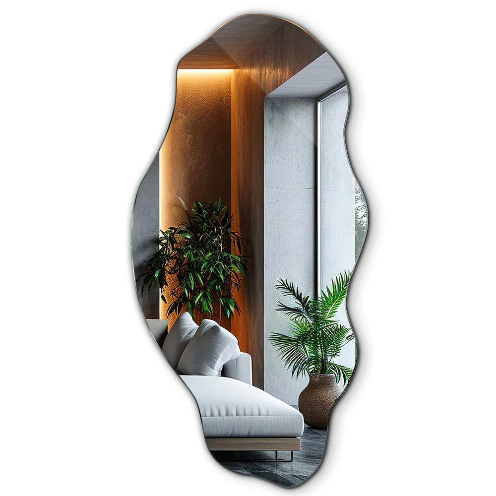 SPIEGEL 50x100 cm Asymmetrischer - Blaugrau, Glas (50/100/0.4cm) - TULUP