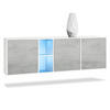 SIDEBOARD Cuba Türen in Beton Oxid Optik - Hellgrau, Holzwerkstoff (182/53/35cm) - Vladon