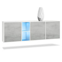 SIDEBOARD Cuba Türen in Beton Oxid Optik - Hellgrau, Holzwerkstoff (182/53/35cm) - Vladon
