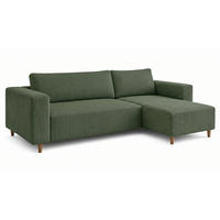 ECKSOFA mit Schlaffunktion und Bettkasten Rio, Ecksofa Cordstoff Grün, Ottomane Universal, 249x142 cm - Grün, Textil (249/142cm) - Marpur