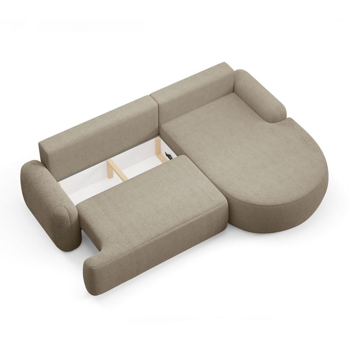 ECKSOFA CLEO mit Schlaffunktion Version Rechte QUELLE 16 - Beige, Kunststoff (264/172cm) - Lookway